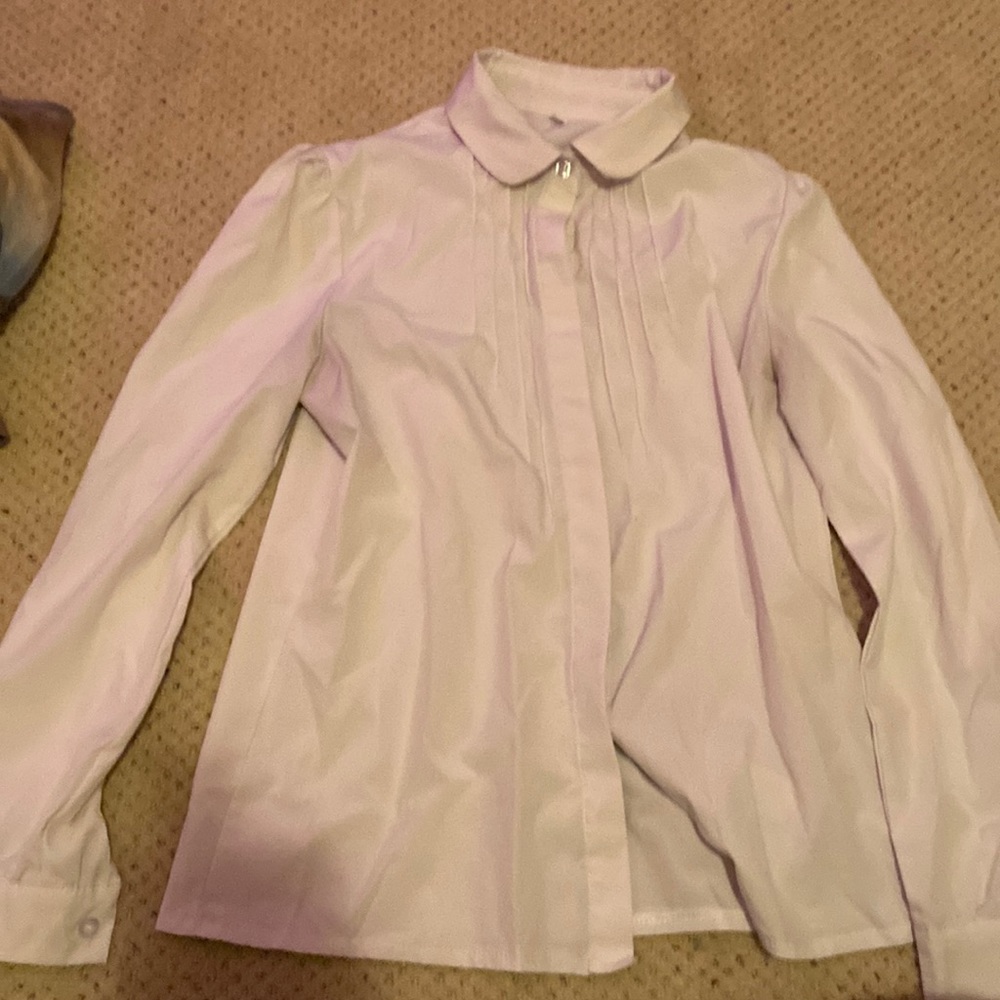 White button down shirt with texture going down the shirt